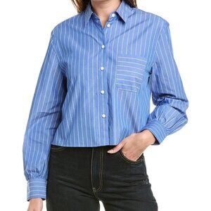 rag & bone White /Blue Stripe Max Stripe Crop Shirt